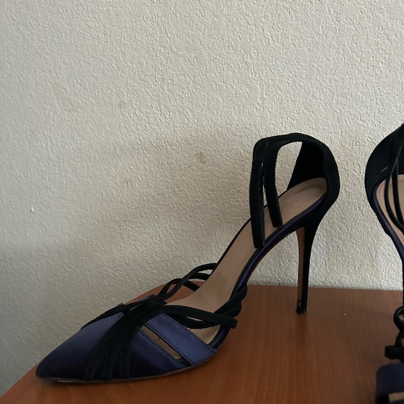 J.CREW Collection Roxie Suede Satin Ankle Strap Pumps Womens Size 8 Made in Itay - Picture 3 of 13
